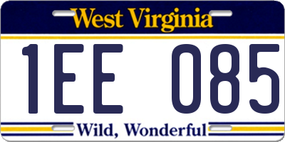 WV license plate 1EE085