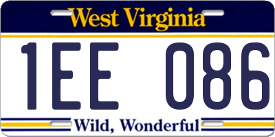 WV license plate 1EE086