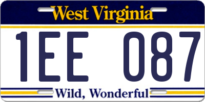 WV license plate 1EE087