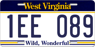 WV license plate 1EE089