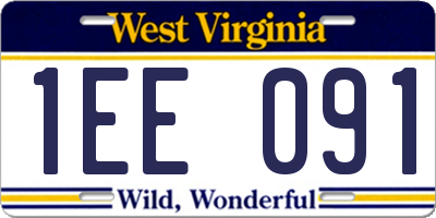 WV license plate 1EE091