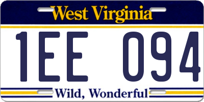 WV license plate 1EE094