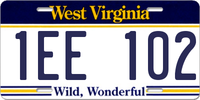 WV license plate 1EE102