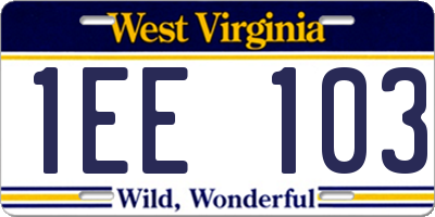WV license plate 1EE103