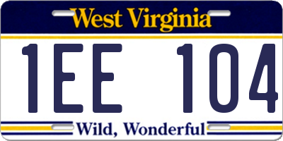 WV license plate 1EE104
