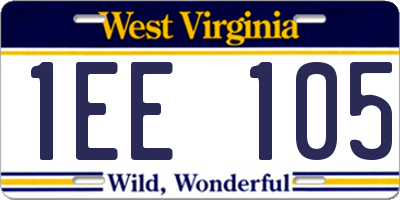 WV license plate 1EE105
