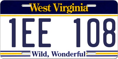 WV license plate 1EE108