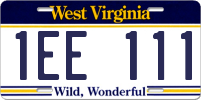 WV license plate 1EE111