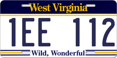 WV license plate 1EE112