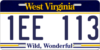 WV license plate 1EE113