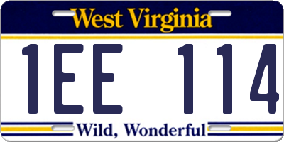 WV license plate 1EE114