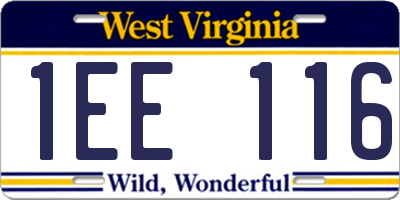WV license plate 1EE116