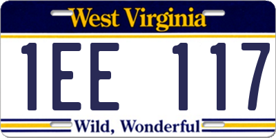 WV license plate 1EE117