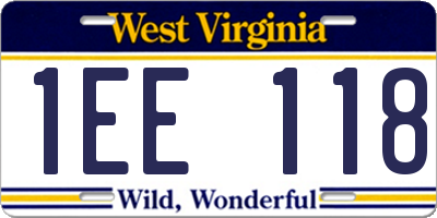 WV license plate 1EE118