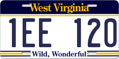 WV license plate 1EE120