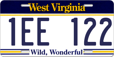 WV license plate 1EE122