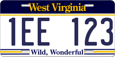 WV license plate 1EE123