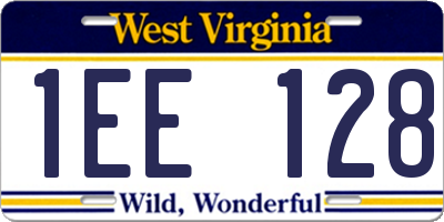 WV license plate 1EE128