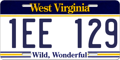 WV license plate 1EE129