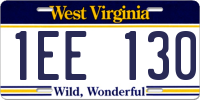 WV license plate 1EE130