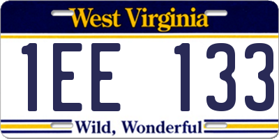 WV license plate 1EE133