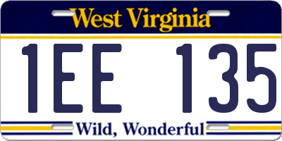 WV license plate 1EE135