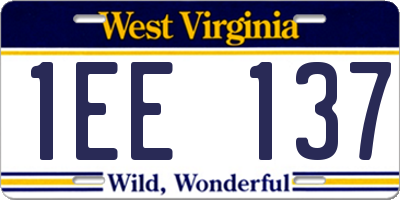 WV license plate 1EE137