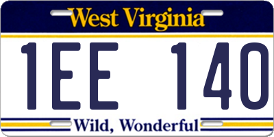 WV license plate 1EE140