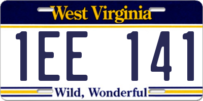 WV license plate 1EE141