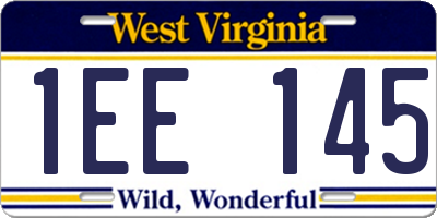 WV license plate 1EE145