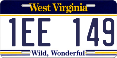 WV license plate 1EE149
