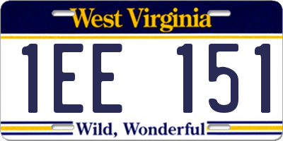 WV license plate 1EE151