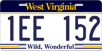 WV license plate 1EE152