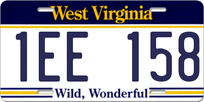 WV license plate 1EE158