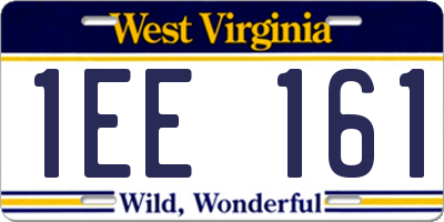 WV license plate 1EE161