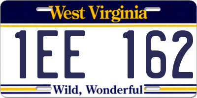WV license plate 1EE162