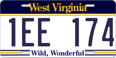 WV license plate 1EE174
