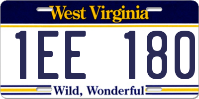 WV license plate 1EE180