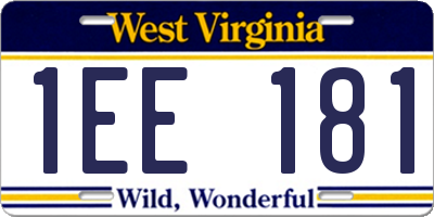 WV license plate 1EE181