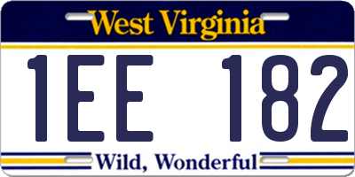 WV license plate 1EE182