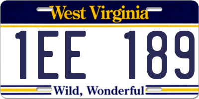 WV license plate 1EE189