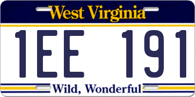 WV license plate 1EE191