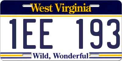 WV license plate 1EE193