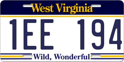 WV license plate 1EE194