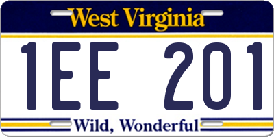 WV license plate 1EE201