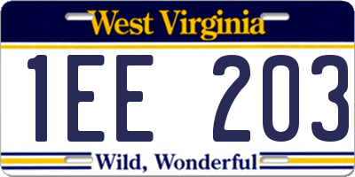 WV license plate 1EE203