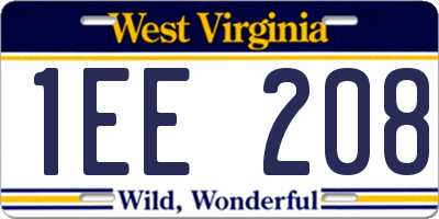 WV license plate 1EE208