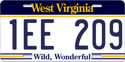 WV license plate 1EE209