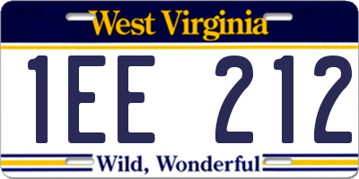 WV license plate 1EE212