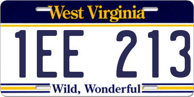 WV license plate 1EE213